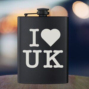 Personalized I Love UK Black Flask | United Kingdom | UK | Flask | British